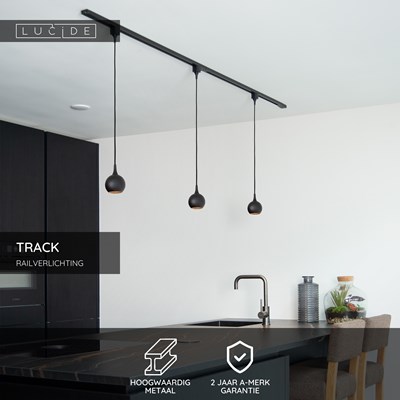 Lucide TRACK Starterset - 1-fase Railsysteem / Railverlichting - 2 meter - Zwart